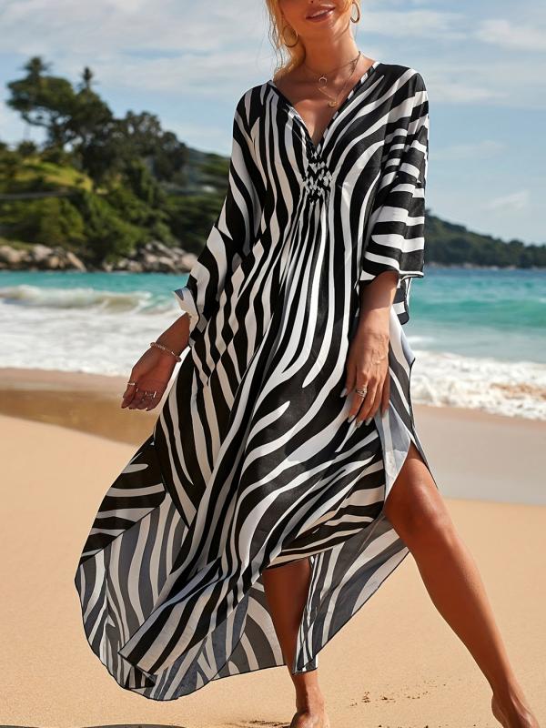 Kay® | Strandkleid mit Zebra-Print und V-Ausschnitt