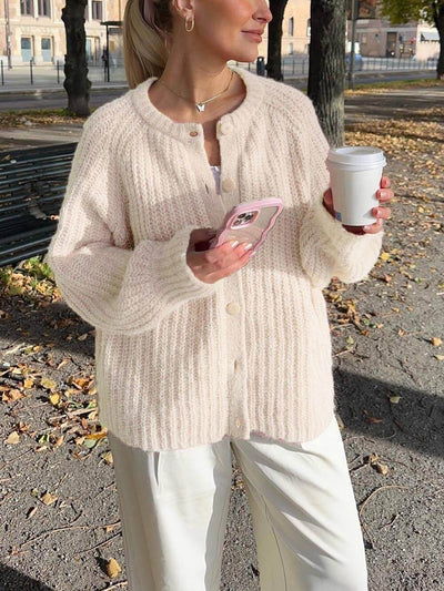 Lässiger Stil Lockere Einfarbige Langarm-Cardigan