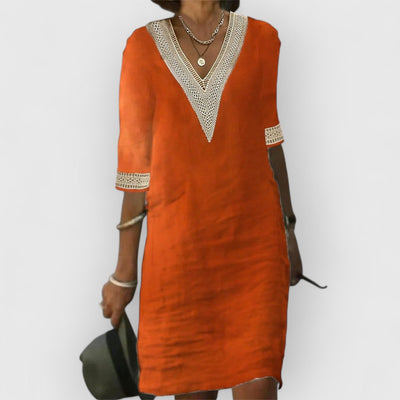 Vivian | Leinenkleid mit V-Ausschnitt