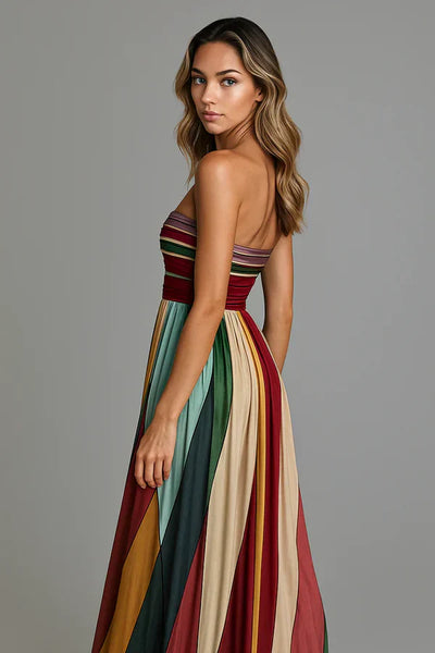 Aubrey | Strapless Maxi Dress in Sunset Breeze