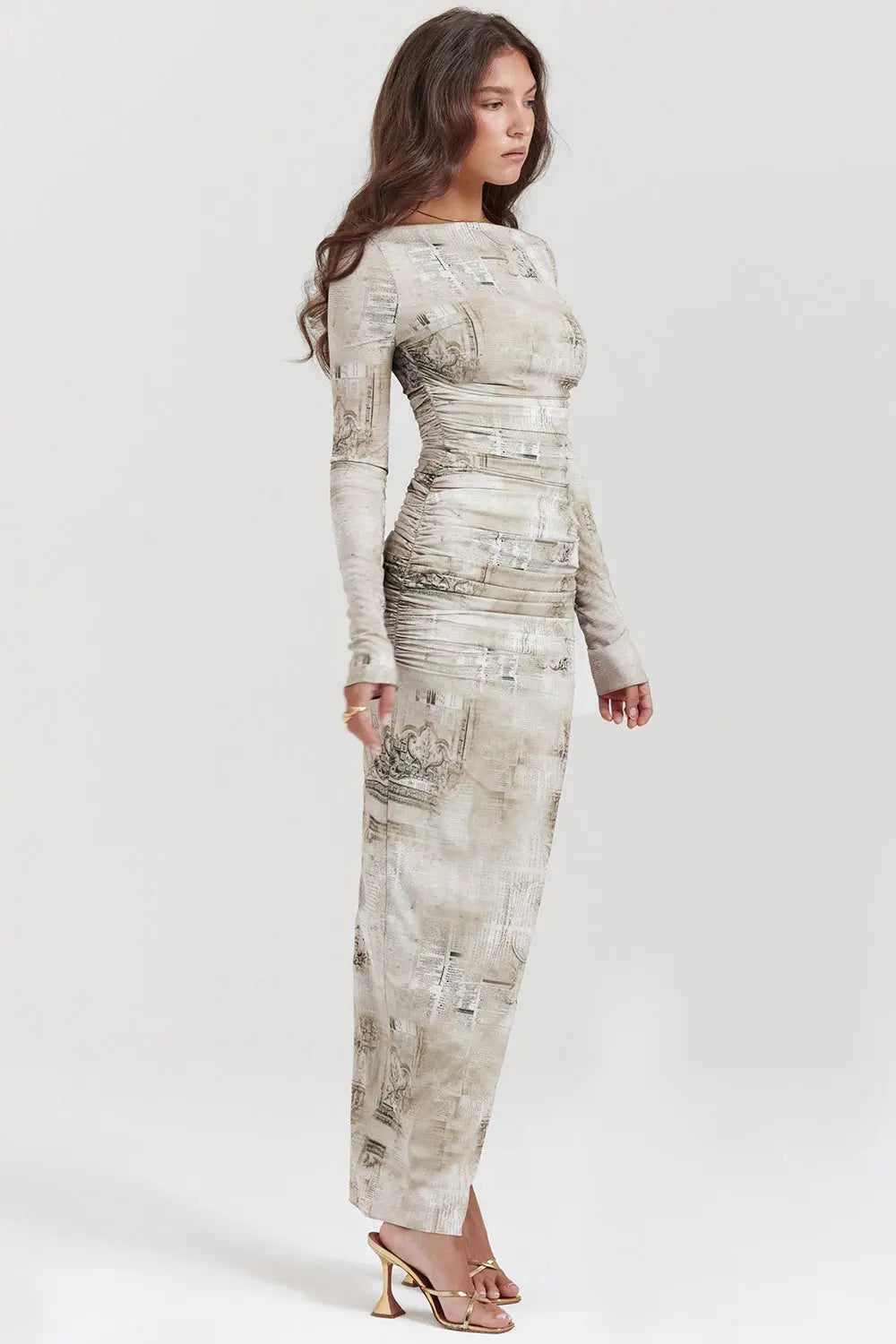 Maxikleid mit Salbei Print und natürlicher Eleganz für Frauen