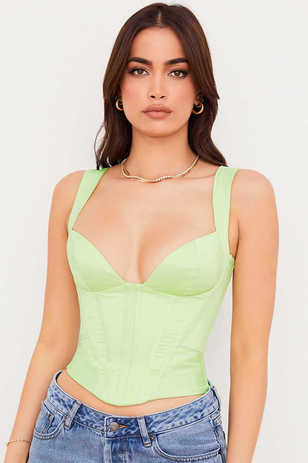 Kristallsatin Korsett mit strahlendem Finish für Frauen