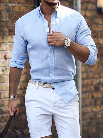 Saber - Langärmelige Herrenhemden mit Knopfleiste für Frühling und Sommer