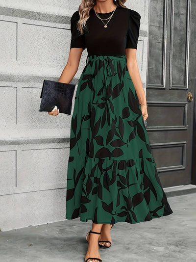 Luna | Kleid mit Blumendruck und Rundhalsausschnitt | Feminin, stilvoll & vielseitig