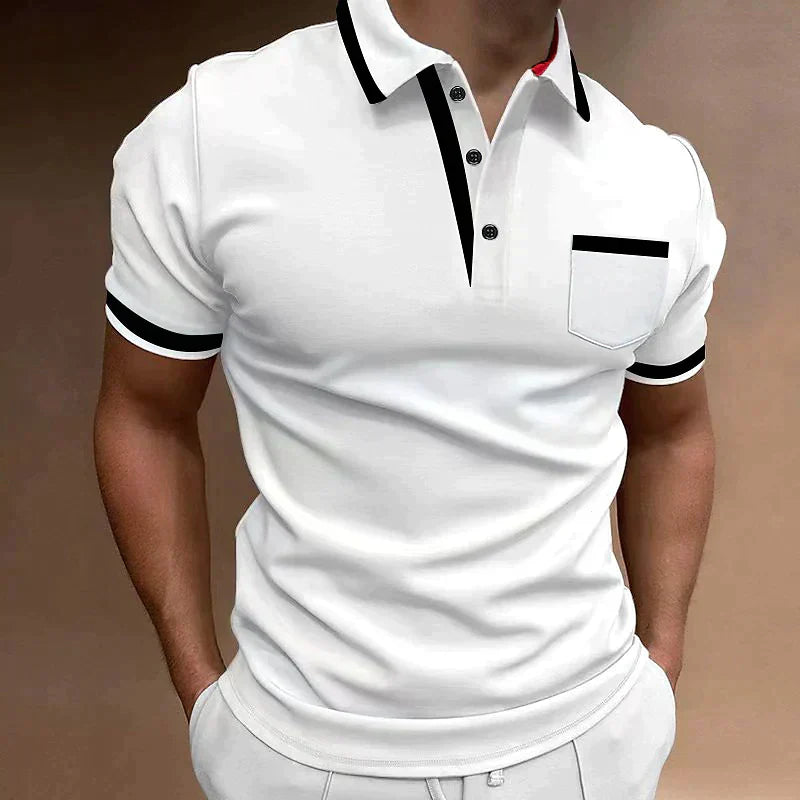 Colorblock-Poloshirt mit Knöpfen für Herren