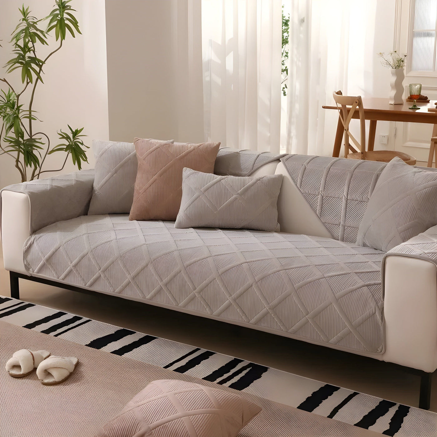 CorduroyComfort Cover - Lässiger, Rutschfester Samt-Sofa-Bezug