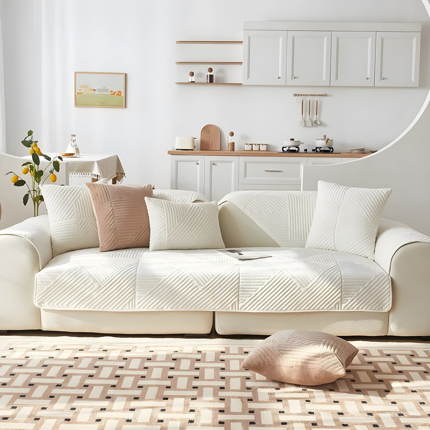 SofaGuard Deluxe – Moderner Rutschfester Samt-Sofa-Schutz für das Wohnzimmer