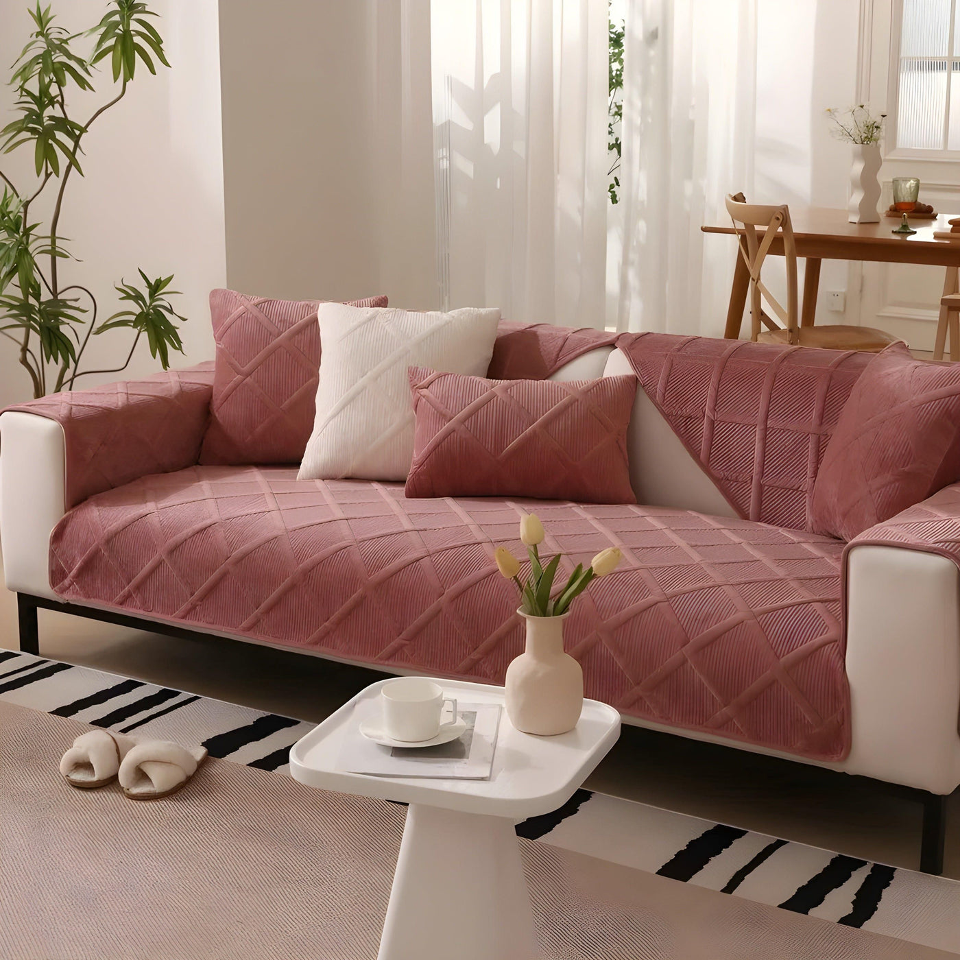 CorduroyComfort Cover - Lässiger, Rutschfester Samt-Sofa-Bezug