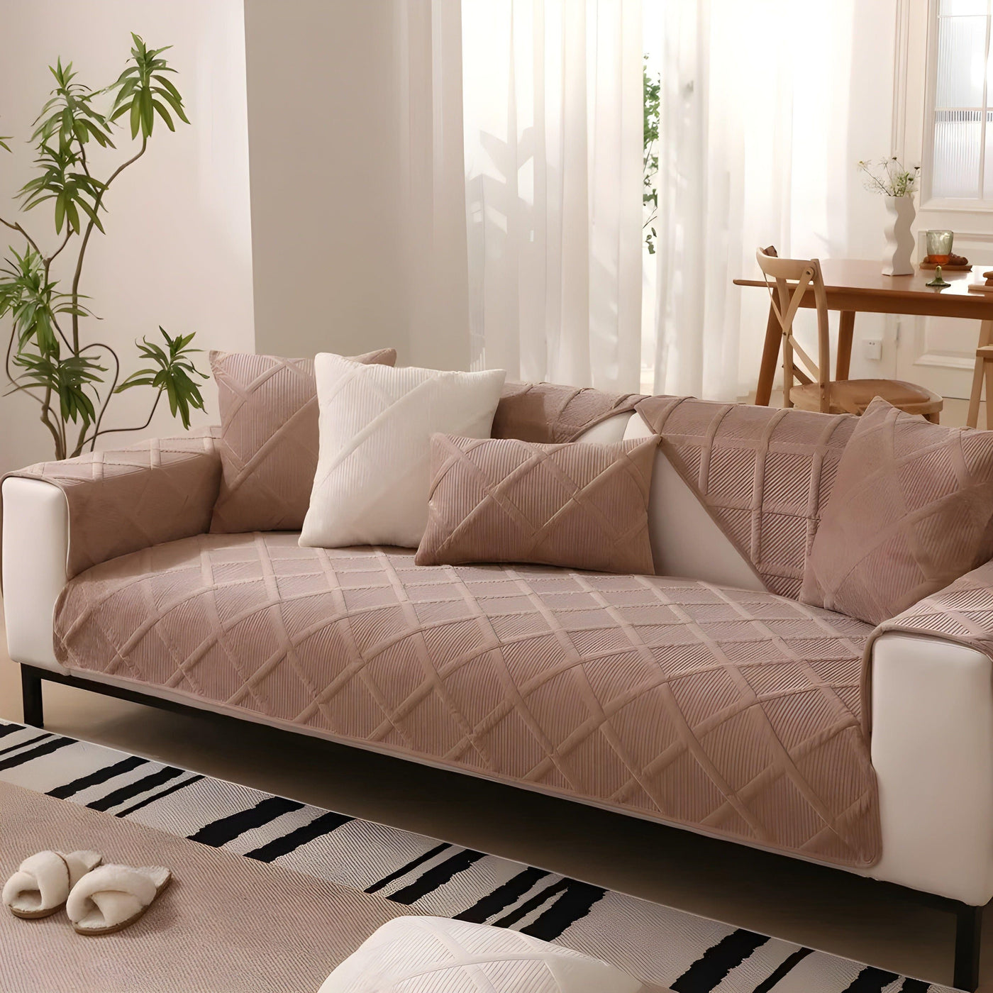 CorduroyComfort Cover - Lässiger, Rutschfester Samt-Sofa-Bezug