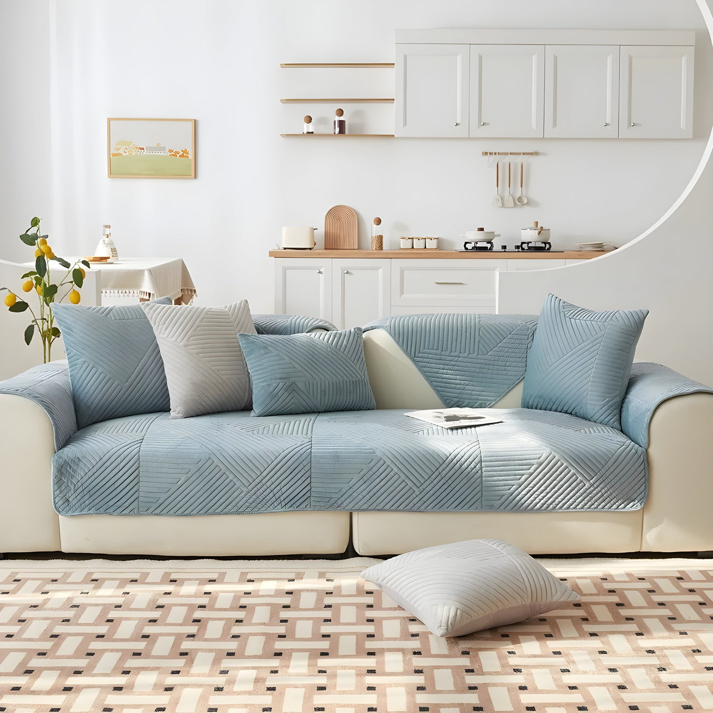 SofaGuard Deluxe – Moderner Rutschfester Samt-Sofa-Schutz für das Wohnzimmer