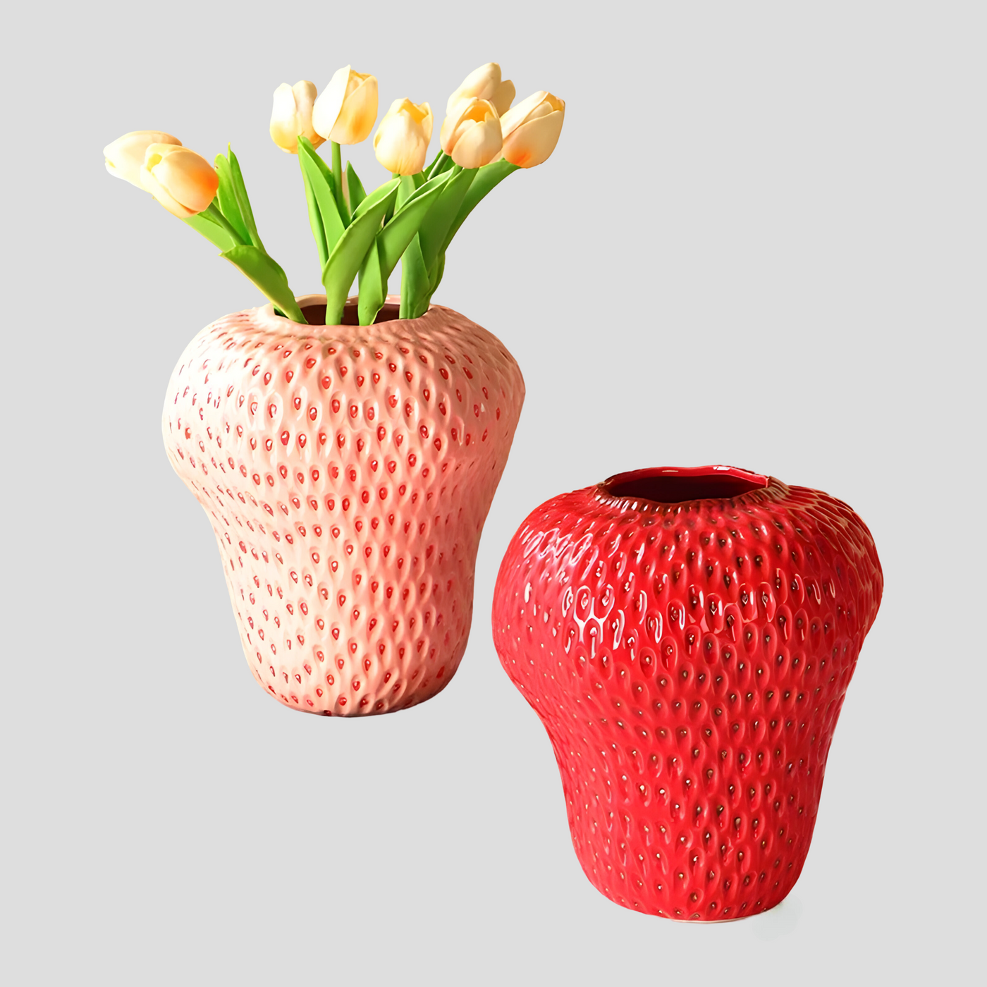 BerryHaven Vase - Keramische Erdbeer Blumenvase