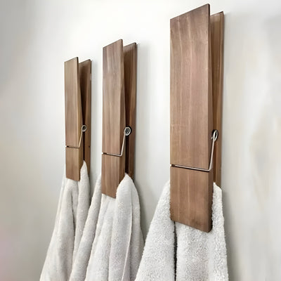 PineGrip Handtuchhalter - Eleganter Badezimmer Handtuchklammer aus Holz