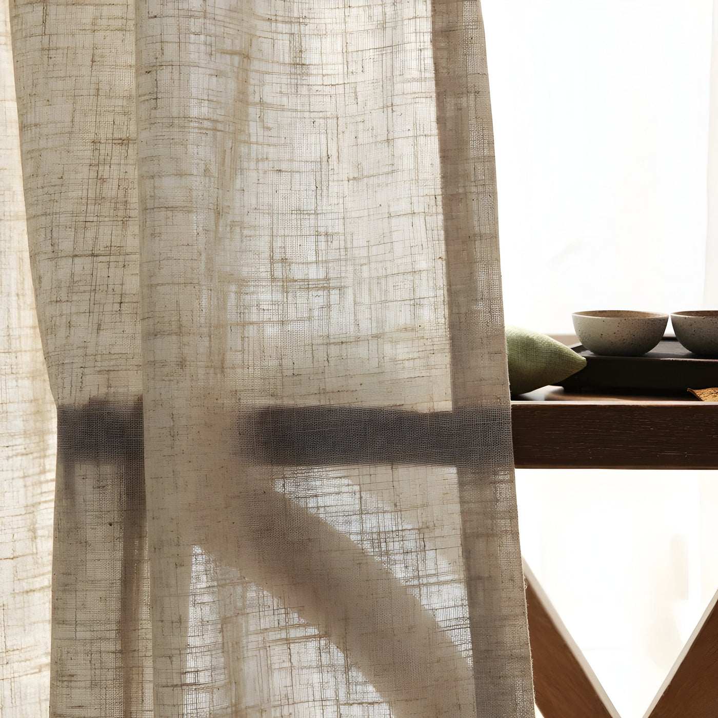 HikariVeil Vorhänge - Japan-Stil Halbdurchsichtige Sichtschutzvorhänge