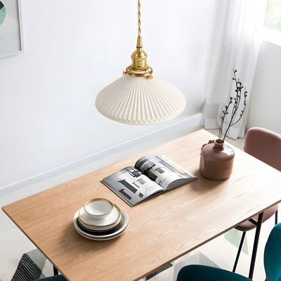 JapandiBeam Light - Japanischer Keramik-Pendelleuchte mit Rillenmuster