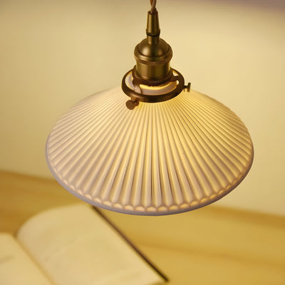 JapandiBeam Light - Japanischer Keramik-Pendelleuchte mit Rillenmuster