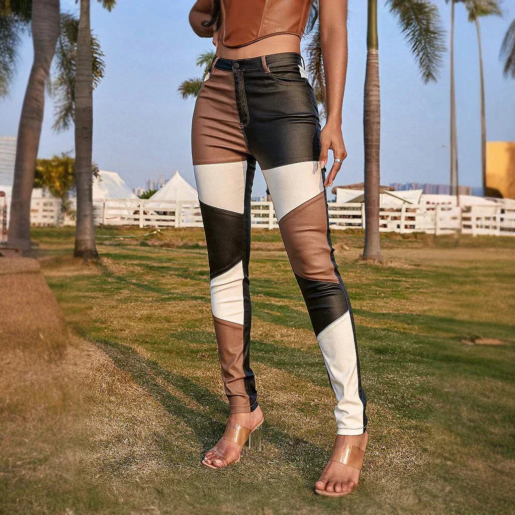 Color Block Skinnyhose mit modernem Kontrastdesign für Frauen