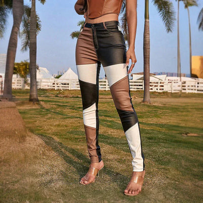 Color Block Skinnyhose mit modernem Kontrastdesign für Frauen