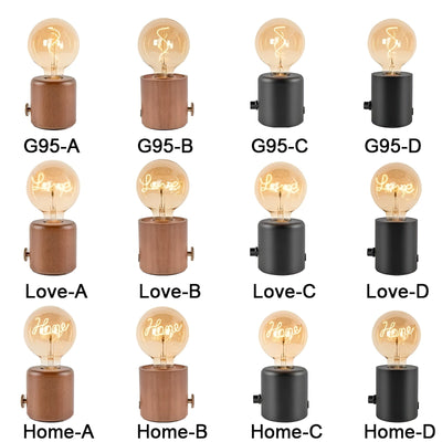 LunaHollow Lampe – Vintage Holz Tischlampe