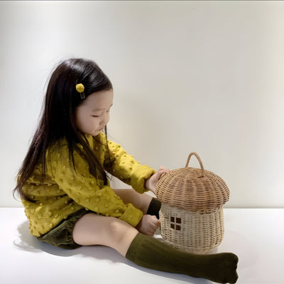 SunnySprout Korb - Rattan Geflochtener Pilz Korb