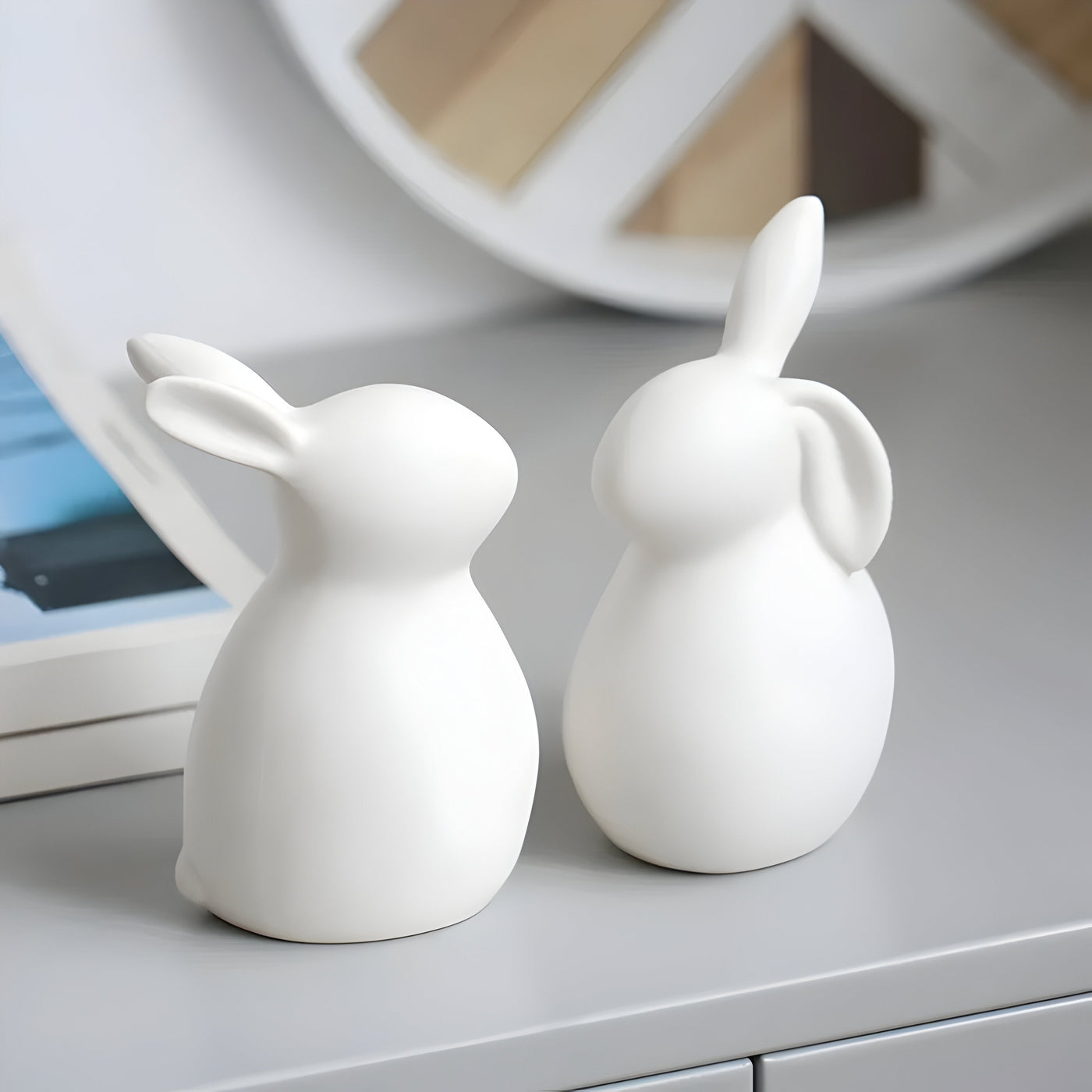 SnowBunny Decor – Nordische Keramik-Hasen-Dekoration