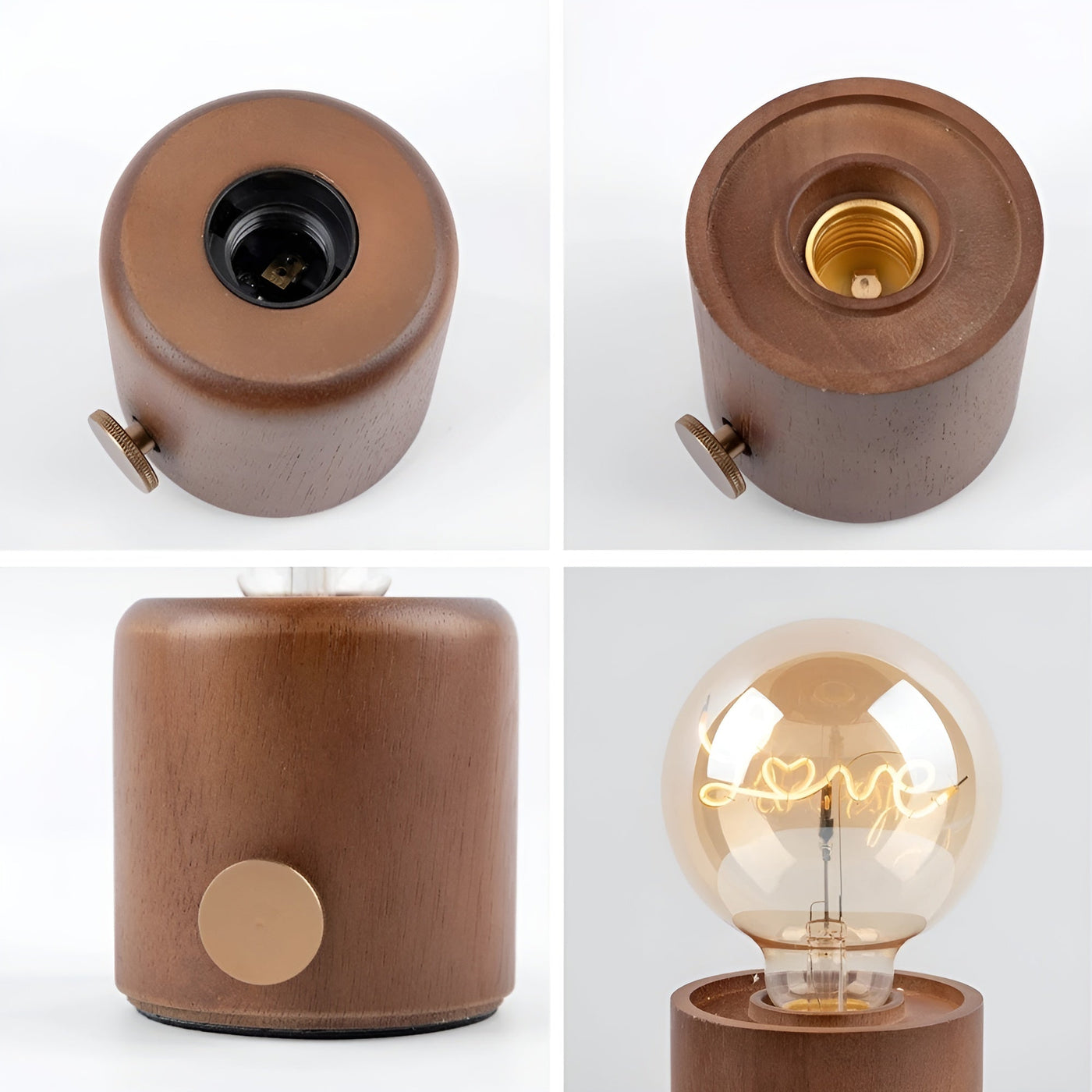 LunaHollow Lampe – Vintage Holz Tischlampe