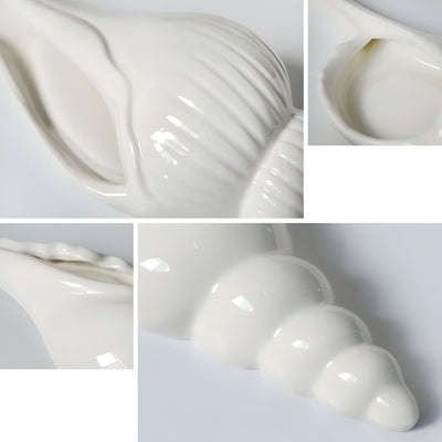 PearlShell Vase - Moderne Weiße Keramik Muschelschale Blumenvase