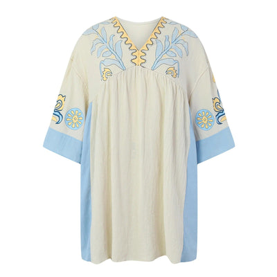 Avery - Kleid mit V-Ausschnitt und bedruckten Blumenärmeln