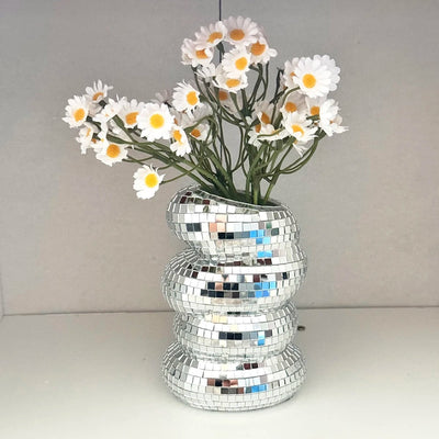 ShimmerTwist Vase - Glitzernde Disco-Kugel Glasfliese