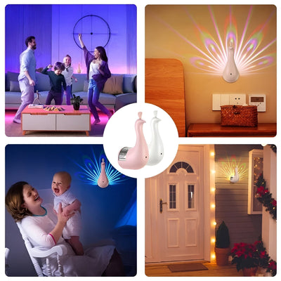 GlowFeather Light - Elegante Pfauen-Projektions-LED-Lampe