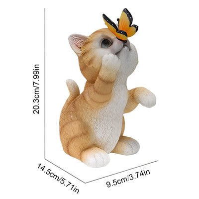 MoonlitPaws Light - Solarbetriebene Kätzchenstatue mit Schmetterlingslicht