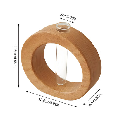 VerdantWood Vase – Holz-Hydroponik-Blumenvase