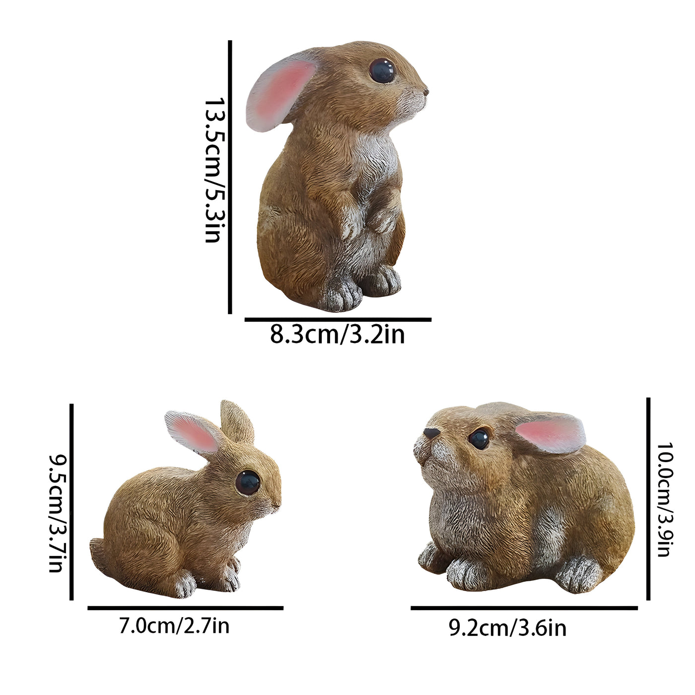 HoppyNest Statue - Dekoratives 3-teiliges Hasen-Gartenstatuen-Set