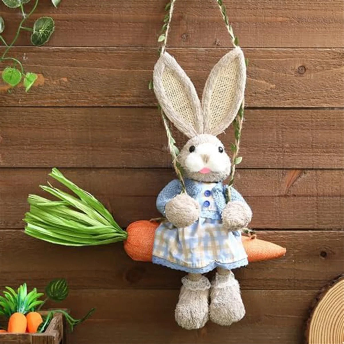 HoppyHaven Decor – Osterstrohhasen Hängedekoration