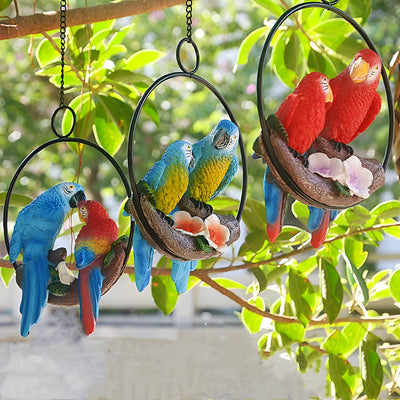 ParrotWhisper Dekor - Dekorative Papagei Baum Statue zum Hängen