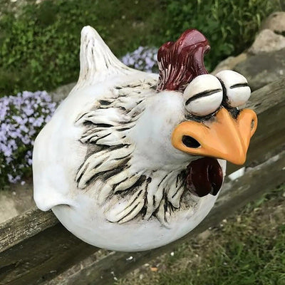 PerchPeck Skulptur – Dekorative Lustige Hühnerzaun-Deko