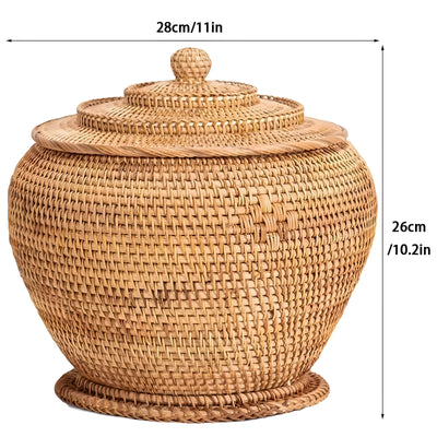 RusticBreeze Basket - Handgefertigte Rattan Aufbewahrungsbox mit Deckel
