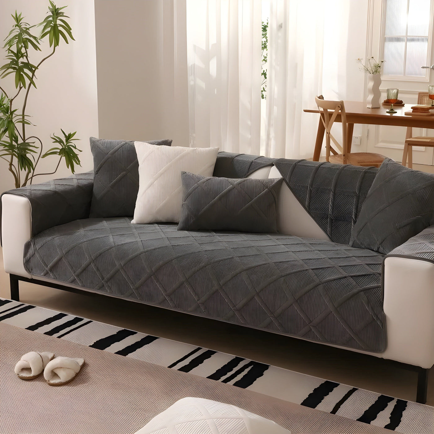 CorduroyComfort Cover - Lässiger, Rutschfester Samt-Sofa-Bezug