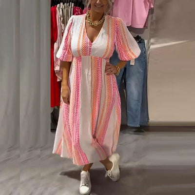 Annie – Sommer Kleid Aus Leinen Mit V-Ausschnitt