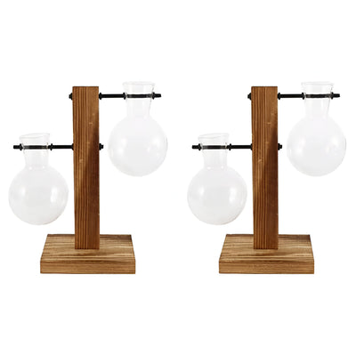 GlassHaven Vase – Hydroponisches Glasgefäß mit Holzständer