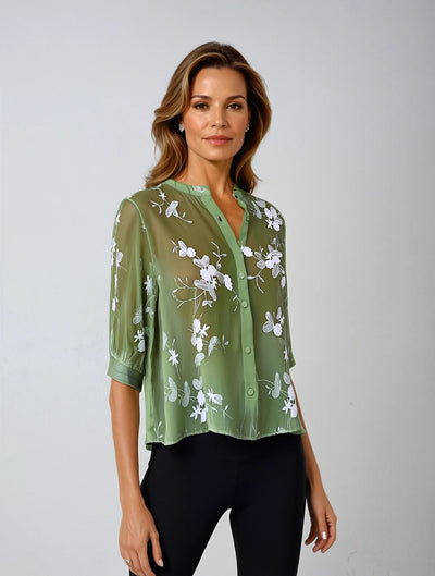 Mayfair™ | Besticktes Baumwoll Top mit eleganten Details