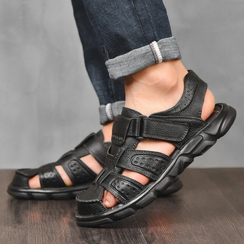 Verstellbare Ledersommersandalen für Herren