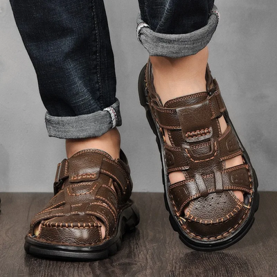 Verstellbare Ledersommersandalen für Herren