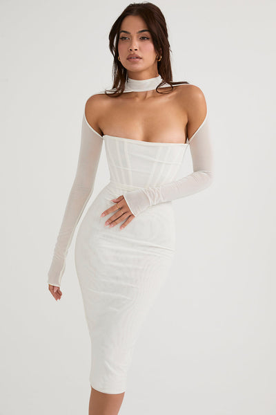 Midikleid mit Mesh Korsett und eleganter Kontur für Frauen