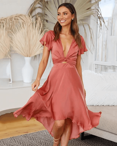 Knoten-Detail V-Ausschnitt Sommerkleid für Damen