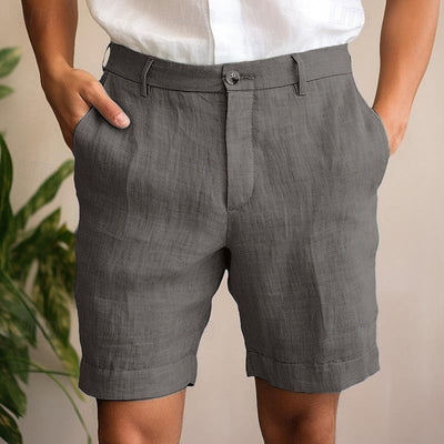 Leinen-Shorts mit Knopf für Herren