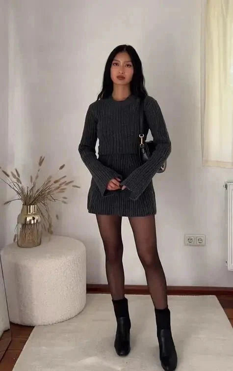 Rippstrick Minikleid mit figurbetonter Passform für Frauen