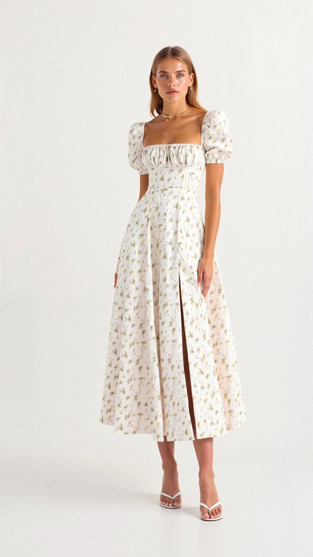 Midikleid mit eckigem Ausschnitt und klarer Linie für Frauen