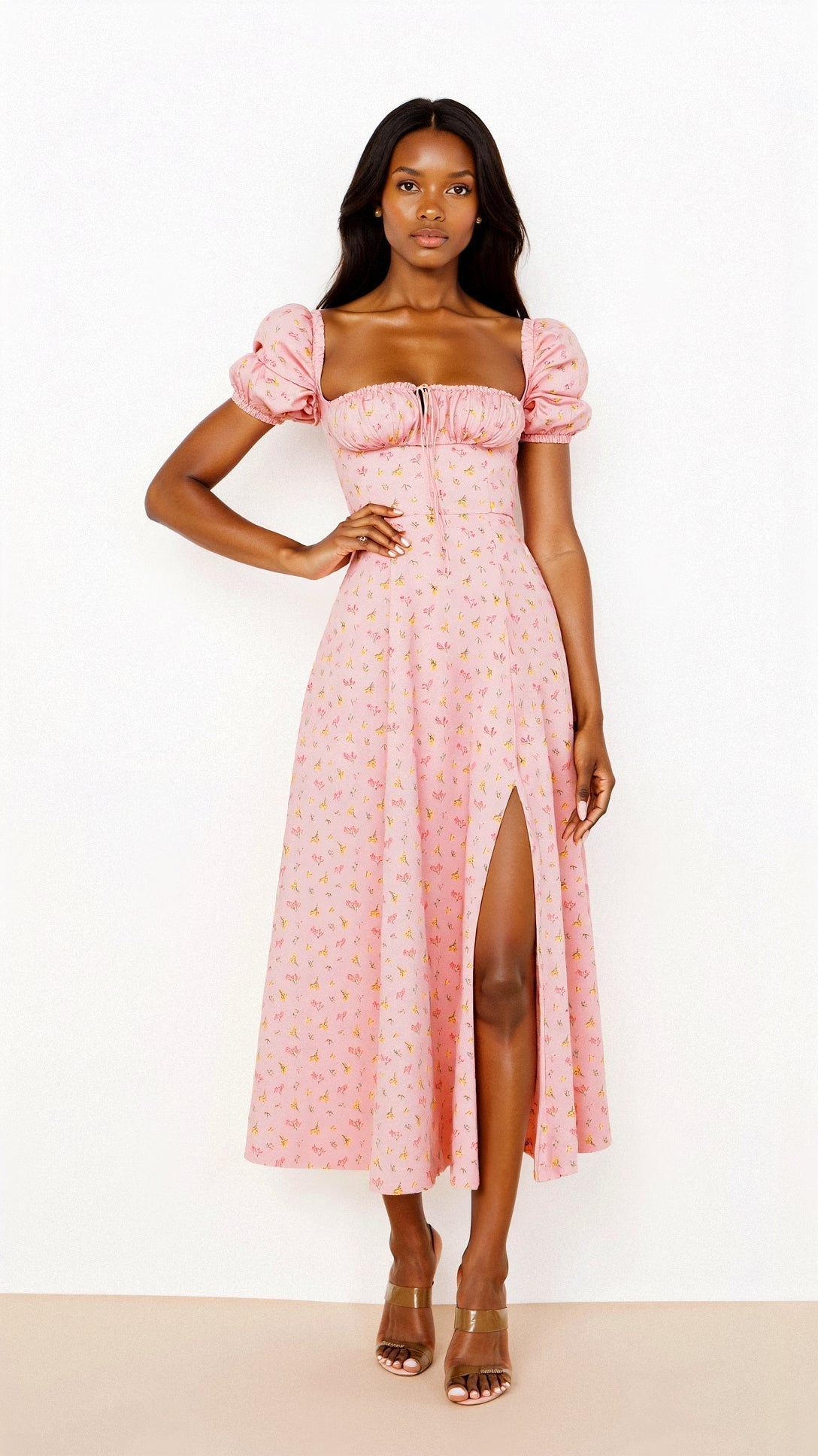 Midikleid mit eckigem Ausschnitt und klarer Linie für Frauen