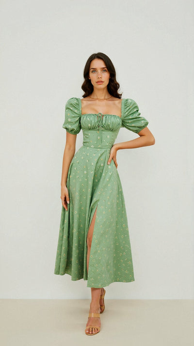 Midikleid mit eckigem Ausschnitt und klarer Linie für Frauen