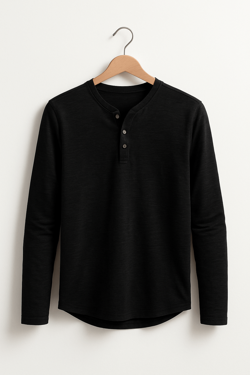 Klassisches Langarm Henley Shirt